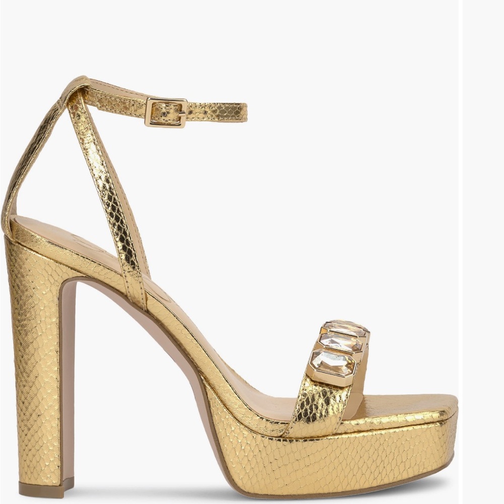 Jessica Simpson Gold Ankle Strap Heels